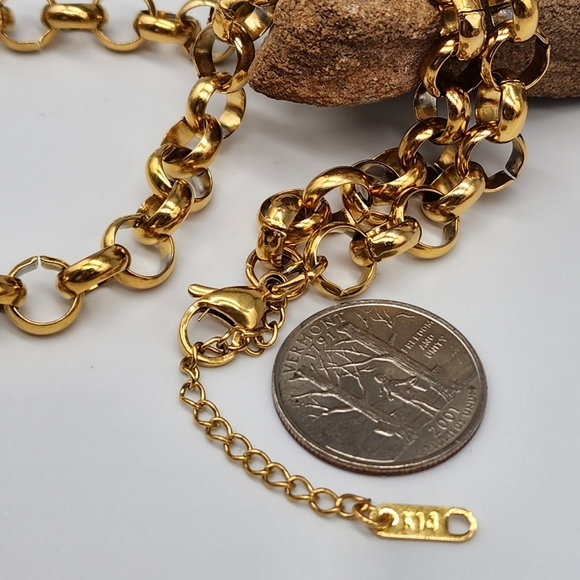 Neiman Marcus Jewelry 14K Gold plated Chanky Rolo Chain Hypoallerg - Picture 5 of 10